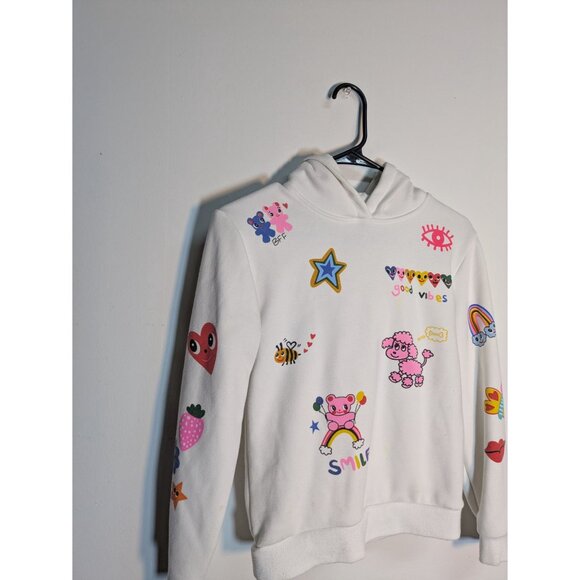 Lola & The Boys Colorful Hoodie White The World Is Beautiful Print, Size 10 - Picture 2 of 9